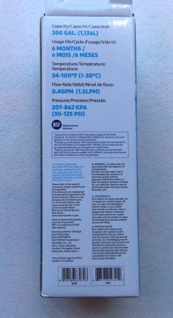 SAMSUNG FRIDGE WATER FILTER DA97-17376B - Image 2