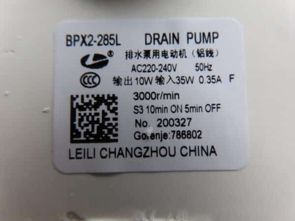 HISENSE WASHING MACHINE MOTOR PUMP JET G786802 - Image 3
