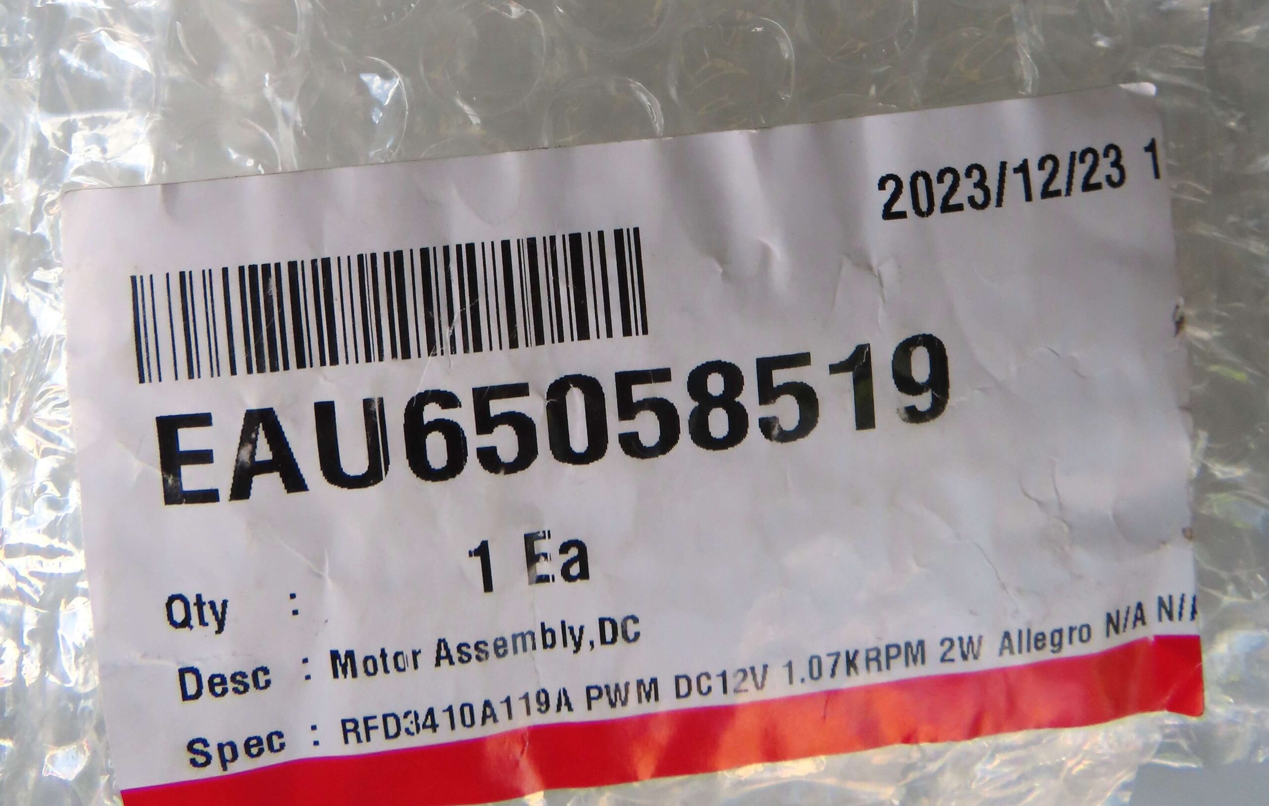 LG FRIDGE DC CONDENSER FAN MOTOR EAU65058519 - Image 5